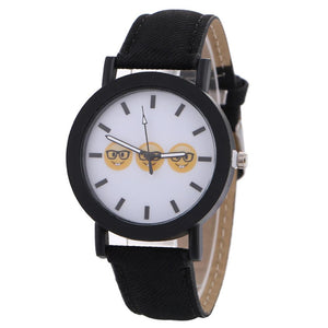 Emoji Women Faux Leather Analog Quartz Wrist Watch