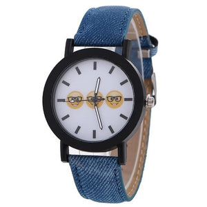 Emoji Women Faux Leather Analog Quartz Wrist Watch