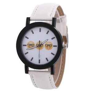 Emoji Women Faux Leather Analog Quartz Wrist Watch