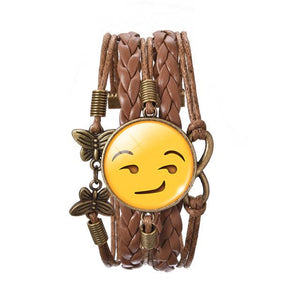 LIEBE ENGEL Emoji Glass Rhinestone Charm Bracelet DIY Braided Multilayer Rope Infinity Love Bracelet Vintage Butterfly Jewelry