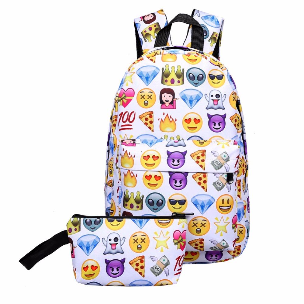 2Pcs/set 3D Emoji Backpack For Teens