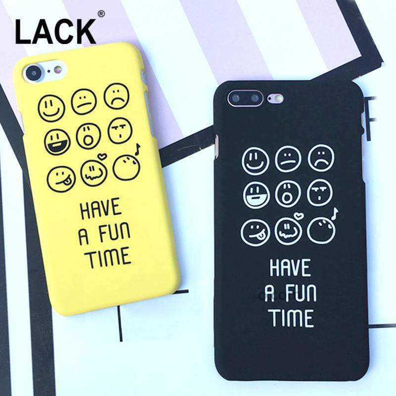 LACK Lovely Smile Face Emoji Cover Phone Cases For iphone 7 Case For iphone 7 7Plus Cartoon Hard PC Back Cover Coque Fundas