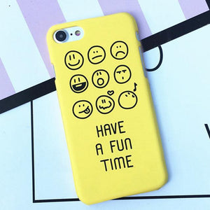 LACK Lovely Smile Face Emoji Cover Phone Cases For iphone 7 Case For iphone 7 7Plus Cartoon Hard PC Back Cover Coque Fundas