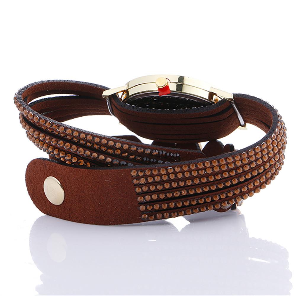 Fashion Cute Emoji Pattern Crystal Leather Bracelet Lady Womans Wrist Watch