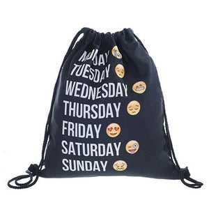 DUDINI Emoji Backpack Drawstring Bag Unisex Backpacks 3D Printing Travel Soft Backbag Men Women Mochila Feminina Canvas Backpack