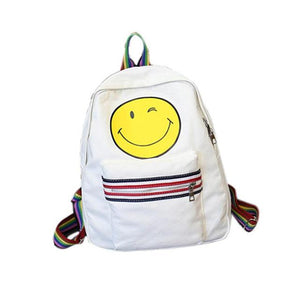 Casual Backpack female Emoji Canvas Leisure Package Single back pack Shoulder Bag Smiling Face Schoolbag Mochilas femininas